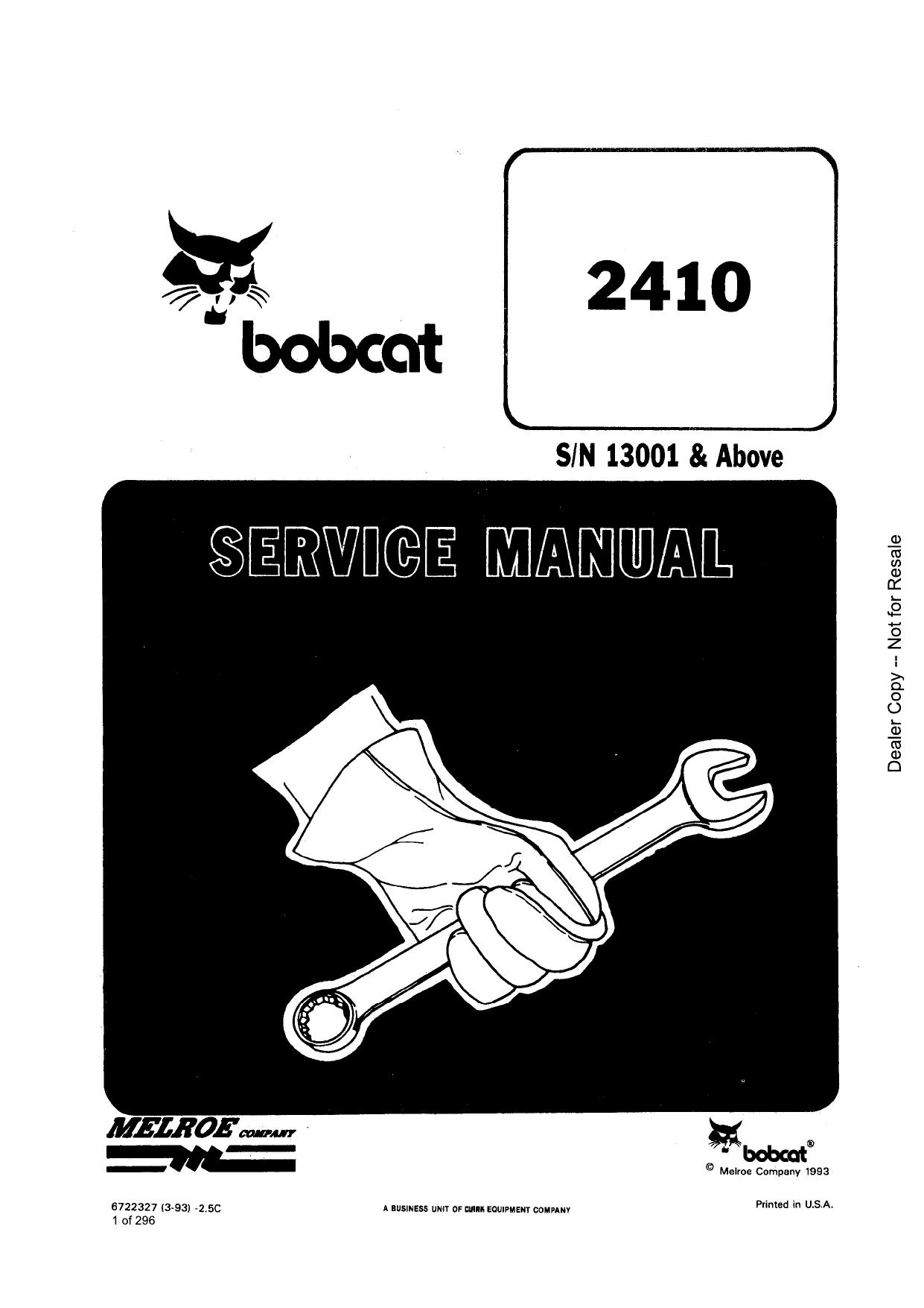 2410 Loader Service Manual Bobcat